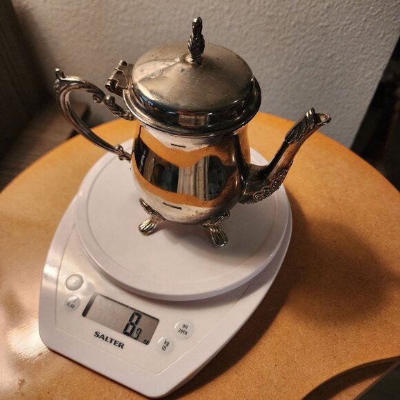 Vintage Gorham Silver Plate Footed Teapot Creamer With Hinged Lid, Ornate Handle - Picture 10 of 10